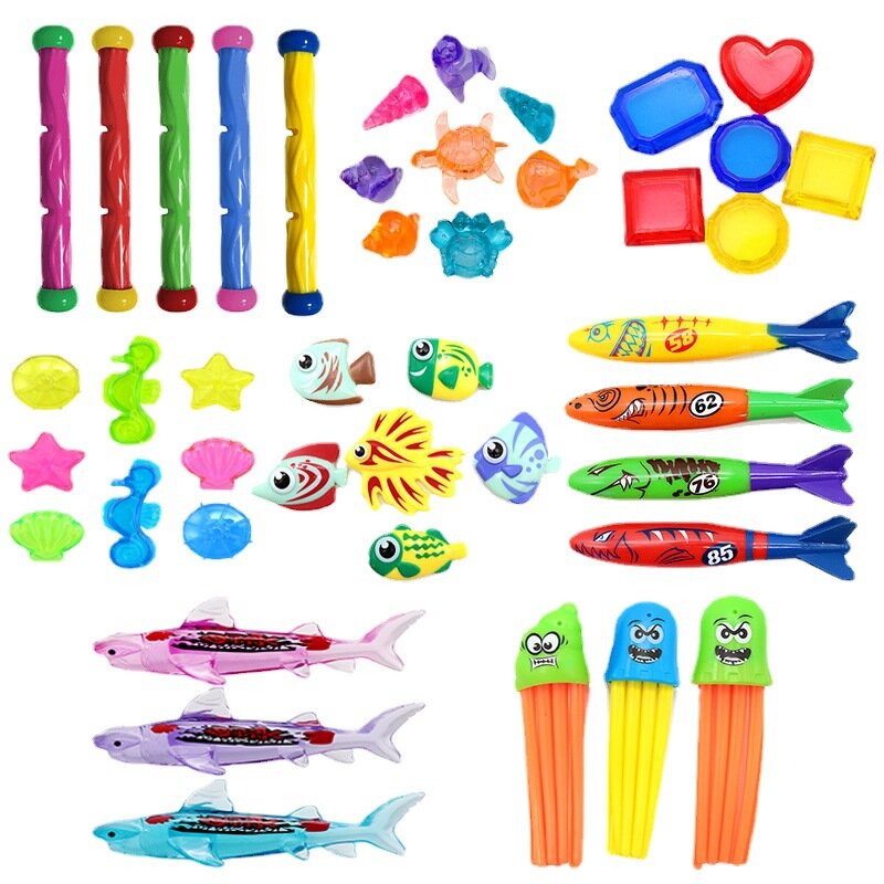 Juguetes de buceo ABS para niños, Set de 2/3/4/5/6 piezas para jugar en la piscina, anillo de buceo, juego personal, juguetes acuáticos para viajes familiares