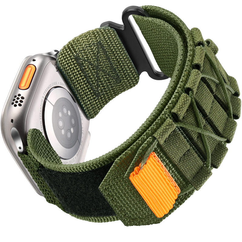 Tali jam tangan Apple, tali olahraga tenunan kuat, kompatibel dengan Apple Watch 9/8/7/6/5/4/3/2/1/SE/Ultra nilon untuk iWatch 49mm 45mm 44mm 42mm 41mm