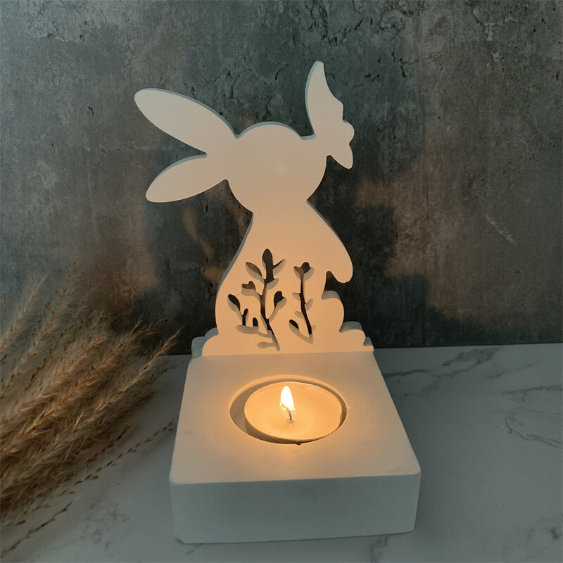 Świecznik królik wielkanocny silikonowa forma królik pocałunek motyl świecznik forma DIY gips aromaterapeutyczny foremka dekoracyjna