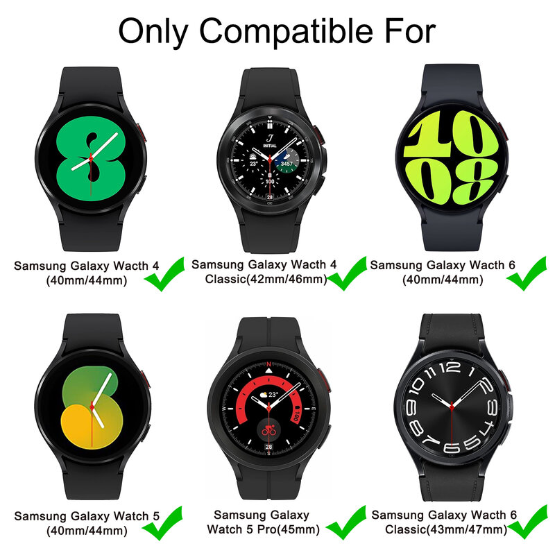 Bracelet en silicone pour Samsung Galaxy Watch, No Gaps, 4, 5, 6, 40mm, 44mm, Watch 4, 6, Classic, 42mm, 46mm, 43mm, 47mm, 5 Pro, 45mm Band