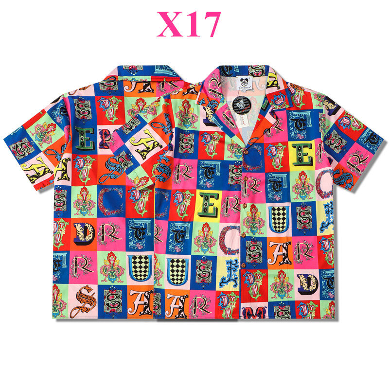 Y2K 남성 패션 빈티지 반팔 격자 무늬 셔츠, 트렌디올 오버사이즈 캐주얼 남성 하와이안 비치 셔츠, 슈미즈 헴드, 여름 신상