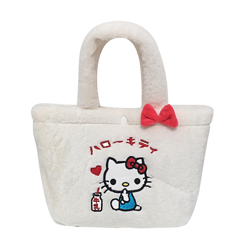 Sanrio – sac à main en peluche Hello Kitty, Kawaii, pour ordinateur portable, Kuromi, My Melody, Pochacco, sac de voyage, cannelle
