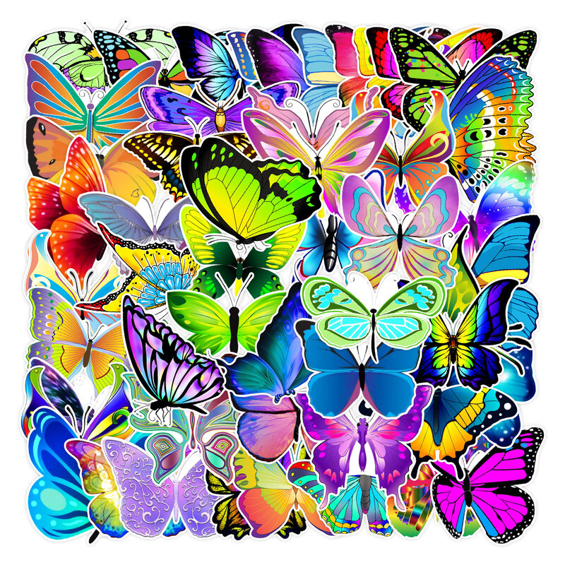 Pegatina de Graffiti de mariposa de 10/30/50 piezas para niños, pegatina impermeable decorativa, taza de equipaje, portátil, teléfono, monopatín, álbum de recortes