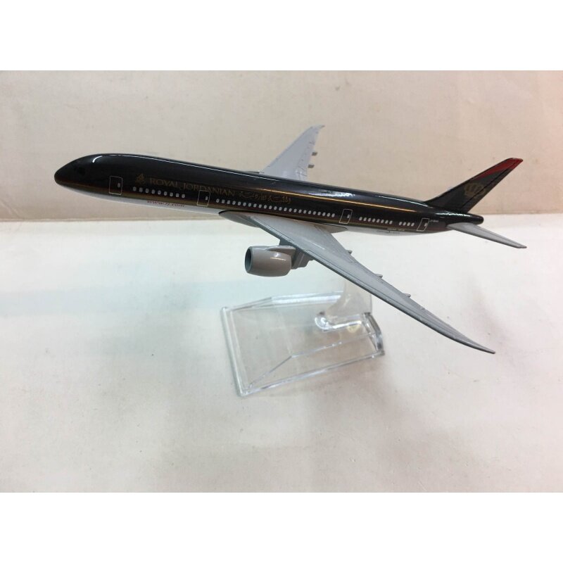 FLS Royal Jordanian B787 Diecast Metal Airplane Collection with Stand for Display Miniature Aircraft Vehicle Models Home Shop Of