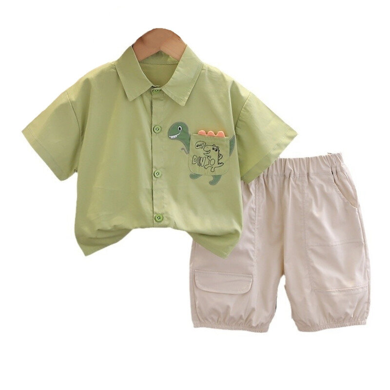 Pakaian bayi musim panas baru setelan kemeja anak-anak celana pendek 2 potong/set pakaian bayi laki-laki pakaian balita kasual modis kostum anak pakaian olahraga