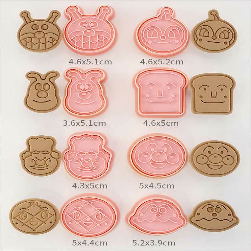 Anpanman – ensemble de 8 moules à biscuits en forme de Fondant, moule à biscuits en plastique, bricolage, décoration de pâtisserie, outils de cuisson