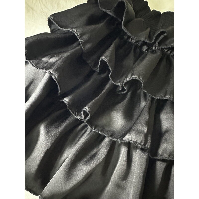 Korean Bow Splicing Casual Cake Skirt Women 2024 Summer New High Waist Solid Color All Match Pleated Sexy Mini Skirt