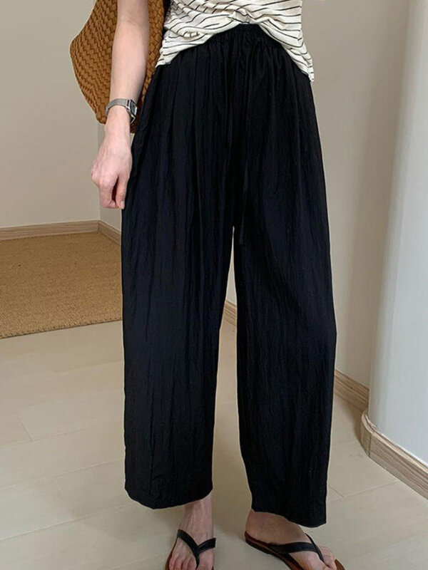 Женские льняные брюки ADAgirl в стиле оверсайз, модная уличная одежда в Корейском стиле с широкими штанинами, винтажные штаны с завышенной талией, Y2k, серого цвета, на лето
