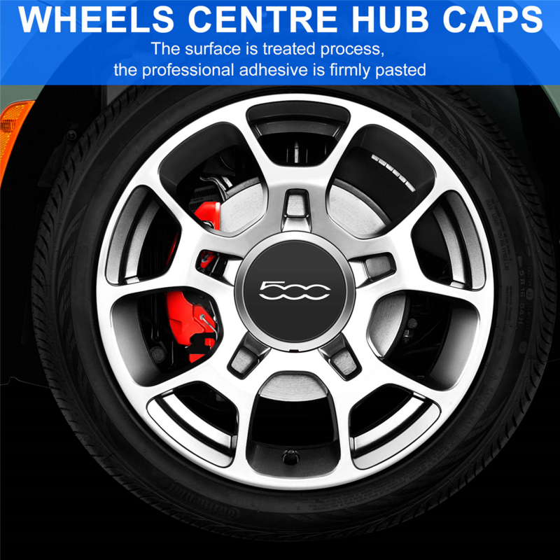 4Pcs 133mm Hubcap for Fiat 500 Wheels Centre Hub Caps Set 68078419AC 68078421AC Dust Cover 51884863 Silver