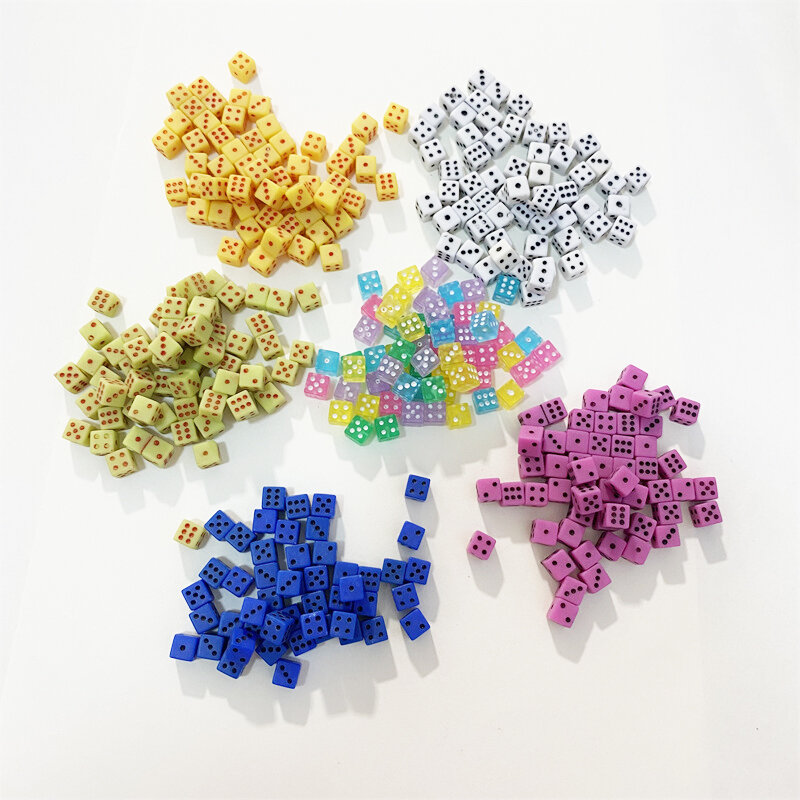 Mini D6 dés à angle droit en acrylique, 100 pièces, 5x5x5mm, cube standard à six faces, accessoires de jeu de société