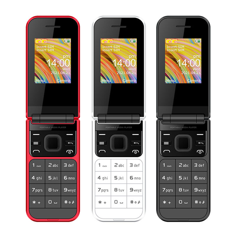 Uniwa f2720 telefone celular da aleta gsm 1.7 Polegada característica duplo sim cartão desbloqueado telefone móvel para idosos 600mah rádio fm sem fio