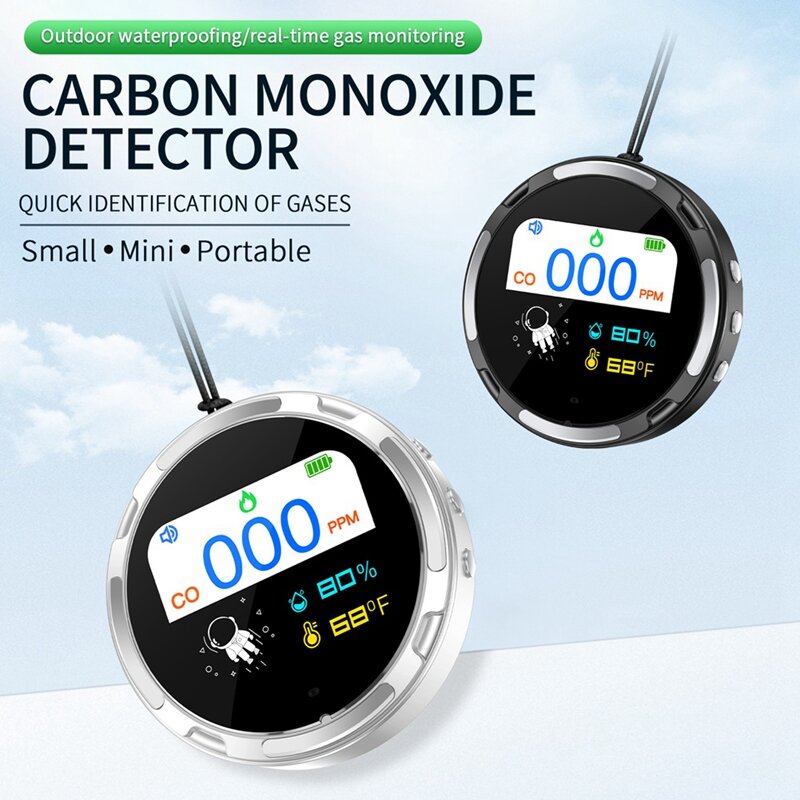 Detektor karbon monoksida portabel, pendeteksi kualitas udara rumah tangga