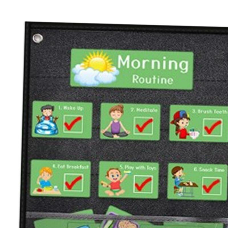 Harmonogram wizualny dla dzieci organizer z kieszonkami dzienny harmonogram zajęć w domu