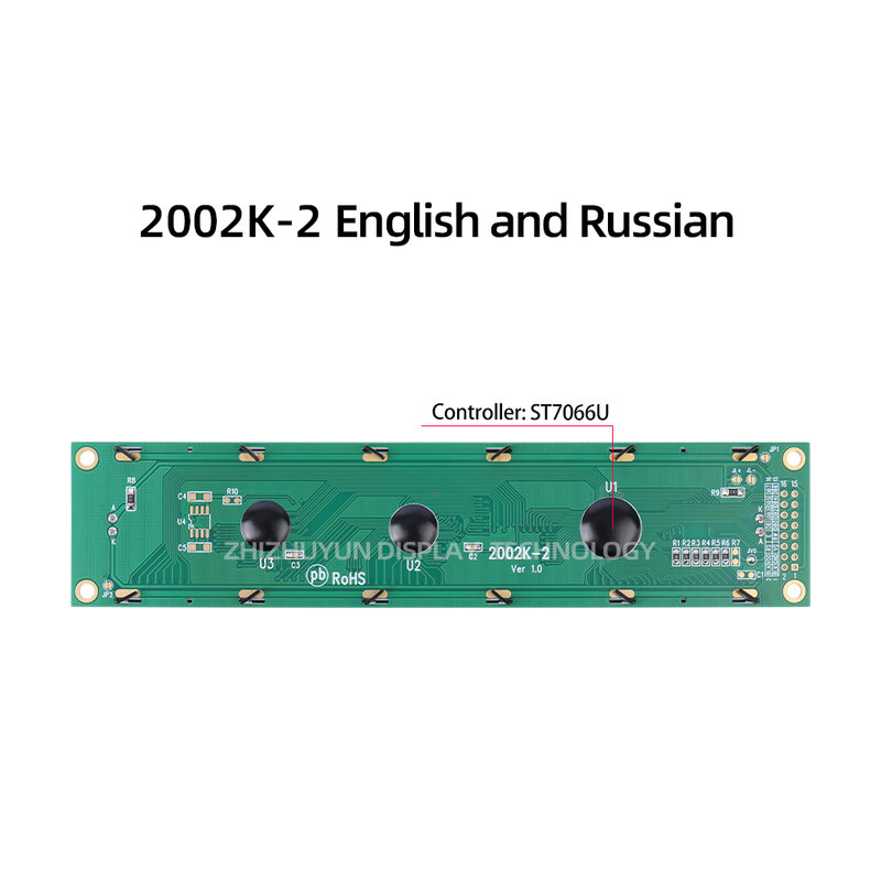 Barra longa 2002 luz de fundo LED azul, fita branca, controlador embutido, controlador HD44780, inglês e russo, 2002K-2, SPLC780D