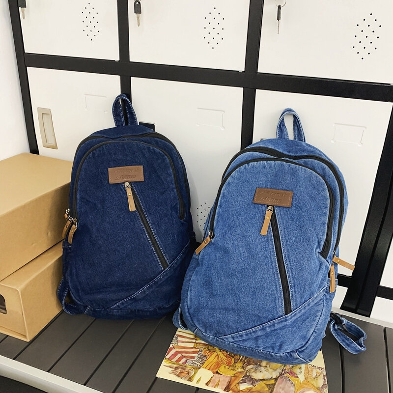 Casual Denim Women Backpack Female Travel Bag Backpacks Schoolbag For Teenage Girls Canvas Bookbag Large Capcity Mochila Bookbag