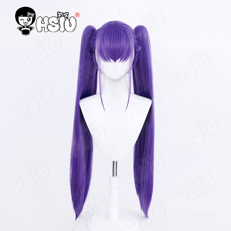 HSIU-HSIU Peruca Cosplay Roxo Roxo Roxo e Cap, Schubert fibra sintética peruca, peruca longa violeta mista, peruca longa fibra