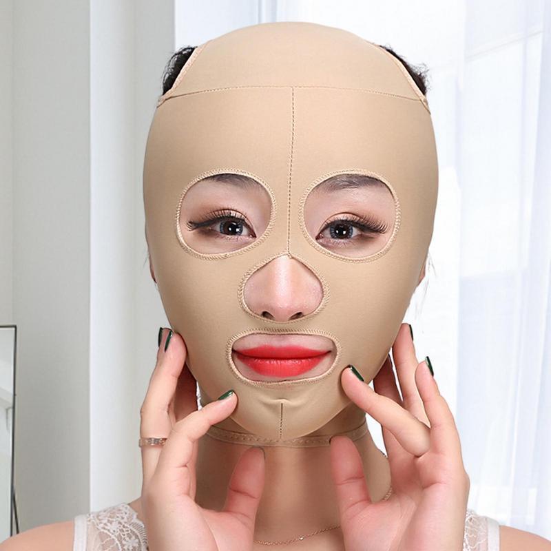 Mascarilla facial reutilizable y transpirable para mujer, vendaje adelgazante, moldeador en V, estiramiento facial completo, máscara para dormir