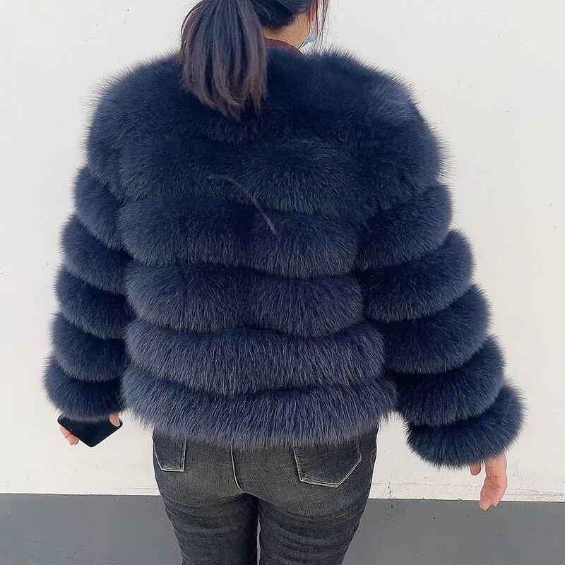 100% kurtka z naturalnego futra płaszcz z prawdziwego futra kurtka zimowa kobiety naturalne futro z lisa luksusowa moda 50cm krótka kurtka hurtownia Hot 2022