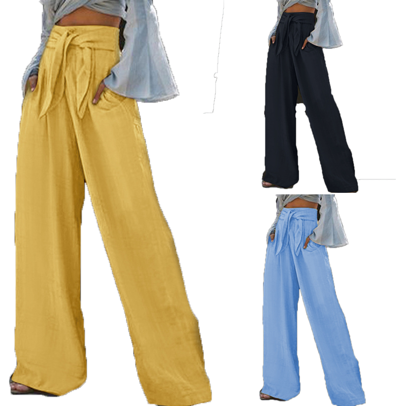 Pantalones holgados de algodón y lino para mujer, pantalón informal con cintura elástica, estilo Retro literario, Otoño e Invierno