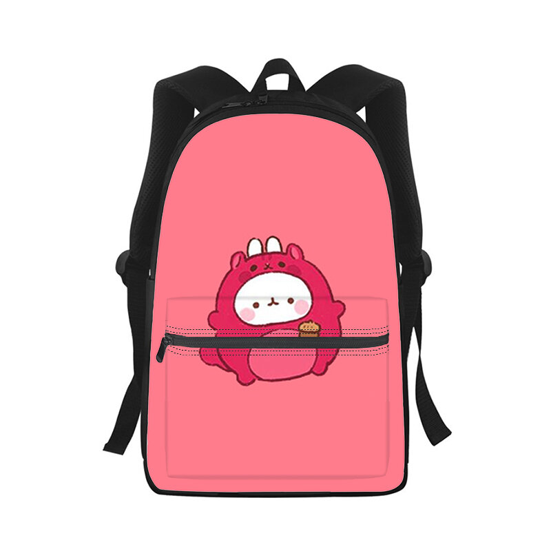 Molang-mochila com impressão 3d para homens e mulheres, mochila escolar, bolsa de ombro de viagem, estilo coreano, moda