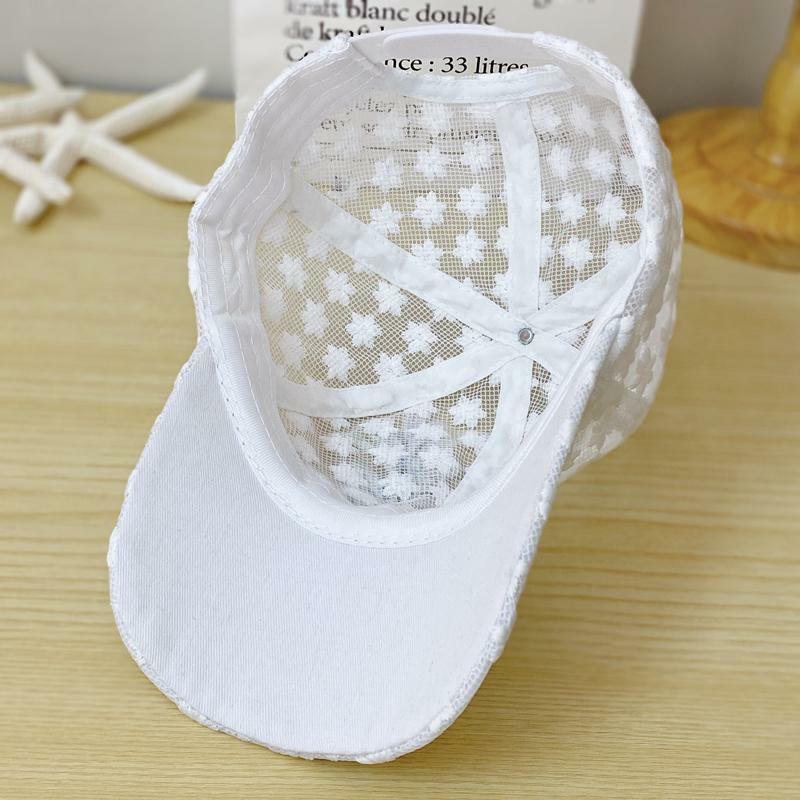 Summer Ladies Lace Baseball Cap Embroidered Flowers Mesh Breathable Duck Tongue Hat Sunscreen Sunshade Hat Rebound Cap
