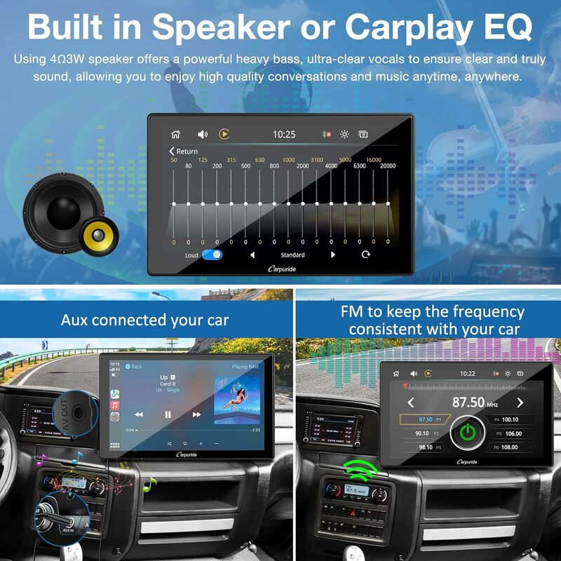[Aggiornamento 2024] Carpuride W901 Pro portatile Apple Carplay e Andorid Auto con trasmissione Bluetooth per Auto, 9 pollici 1080P Touch
