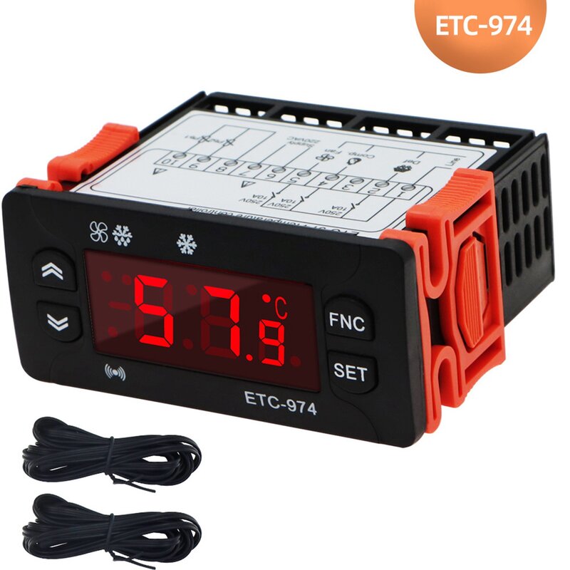 ETC-974 تحكم في درجة الحرارة الرقمية ، ترموستات الحواسيب الصغيرة ، ترموستات ، إنذار التبريد ، 220 فولت ، جهاز استشعار NTC