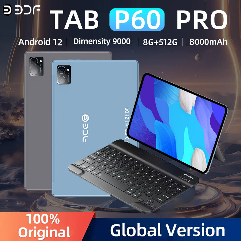BDF Pro-Tablette PC Android 12 de 10.1 Pouces, 8 Go de RAM, 512 Go de ROM, PatiCore, 3G, 4G, Permanence, Internet, WiFi, Internet, BT, Version Globale