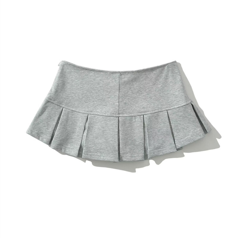Новинка от KEYANKETIAN, Женская махровая мини-юбка Y2K с заниженной талией, широкая плиссированная юбка с блестящим серым воланом, лидер продаж