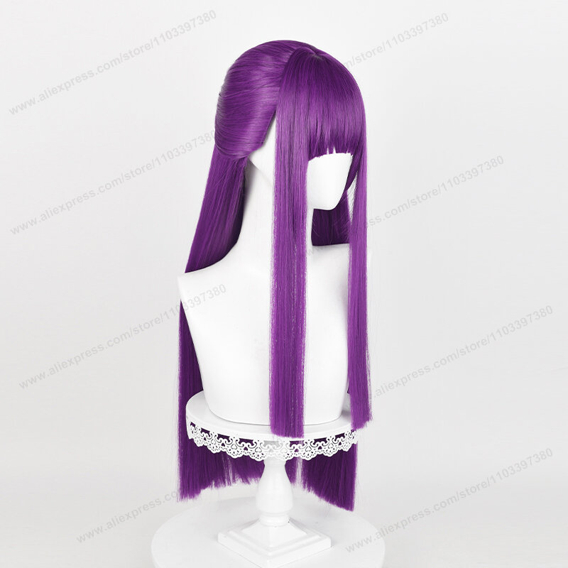 Fern Wig Cosplay 80cm, Wig sintetis tahan panas Anime Halloween rambut panjang Lurus ungu
