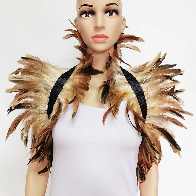 Chal de plumas naturales para mujer, capa envolvente para el hombro, accesorios victorianos para fiesta de Cosplay, actuación en escenario