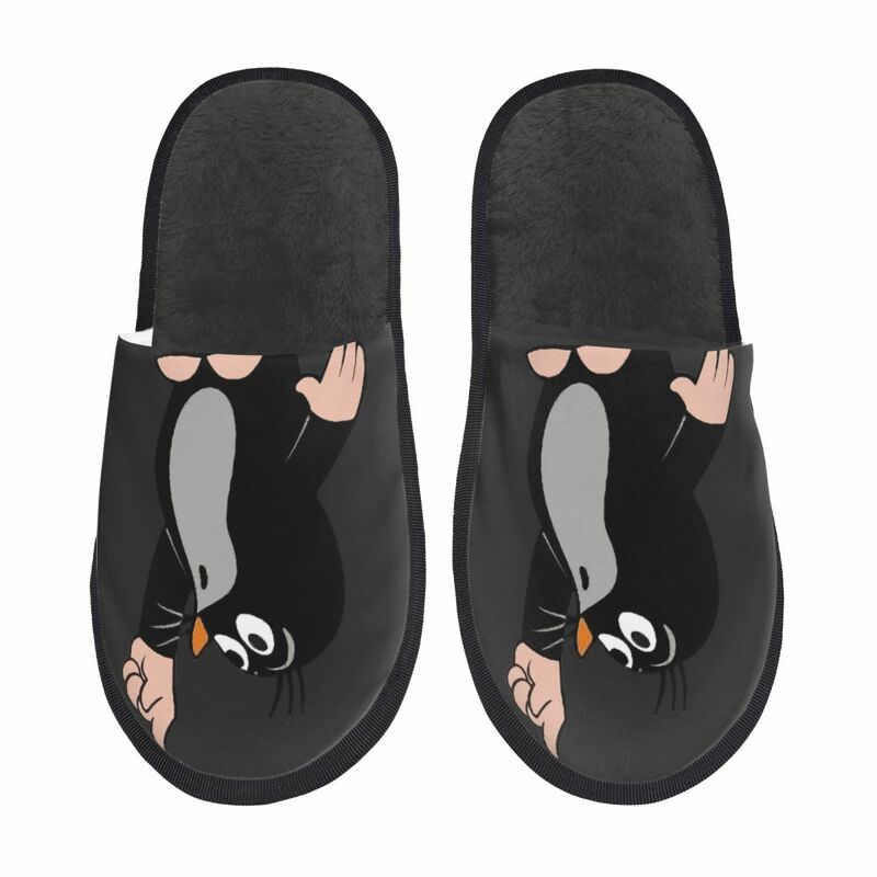 Krtek-Zapatillas peludas para hombre y mujer, pantuflas de casa con estampado acogedor