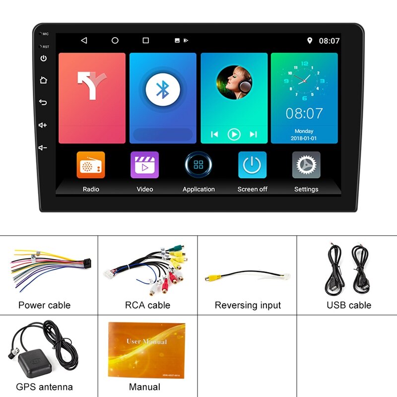 10,1 дюймовый четырехъядерный Android 9,1 автомобильный мультимедийный плеер 1DIN Регулируемый GPS-навигатор WIFI MP5 плеер FM BT Mirrorlink
