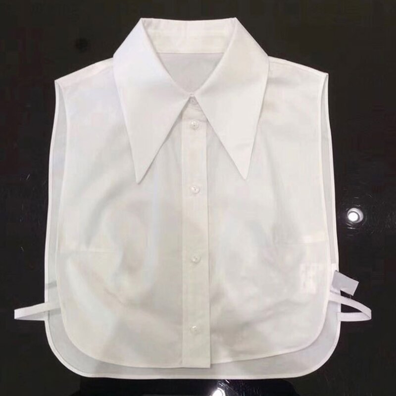 Frauen Elegante Baumwolle Abnehmbare Halb-Shirt Spitz für Dreieck Revers Gefälschte Colla DropShip