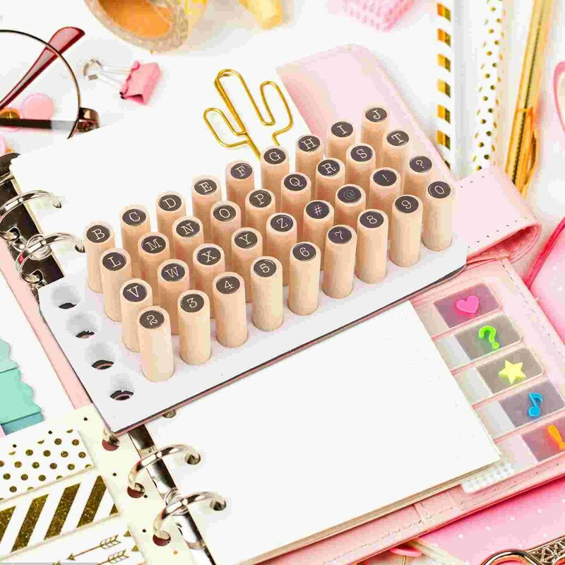 40 Pcs Stamp Letter Cylinder Seal Retro Decor Number Tool Wooden Diary Alphabet Stamps
