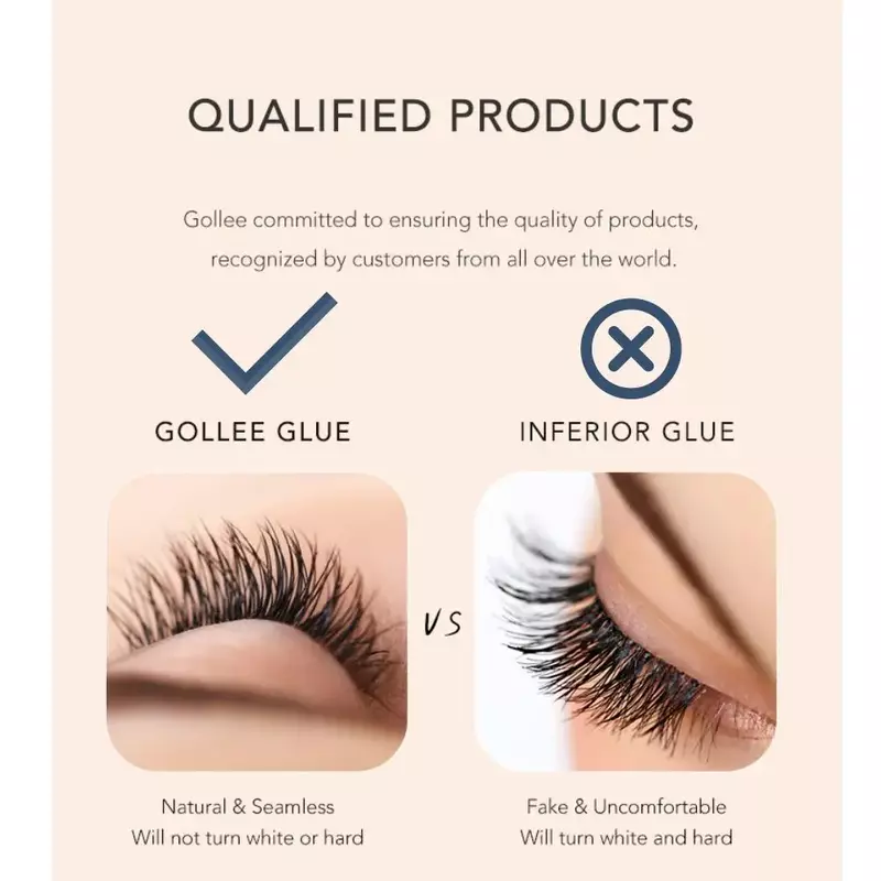 Gollee Clear Eyelash Glue for Lash Extensions Fast Extra Strong Lash Glue 1 Sec Dry Time 42 days Bonding Free Latex Transparent