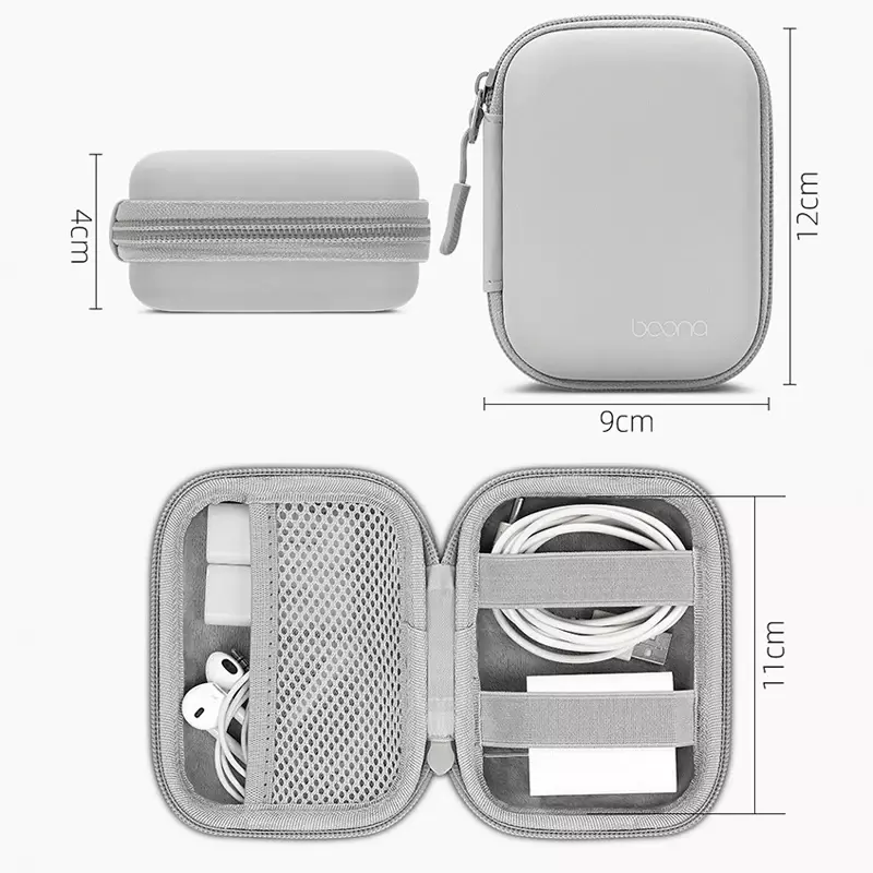 Mini carcasa dura portátil para dispositivos digitales, bolsa de almacenamiento de cuero Artificial, cargador de auriculares, Cable de datos, organizador de disco U