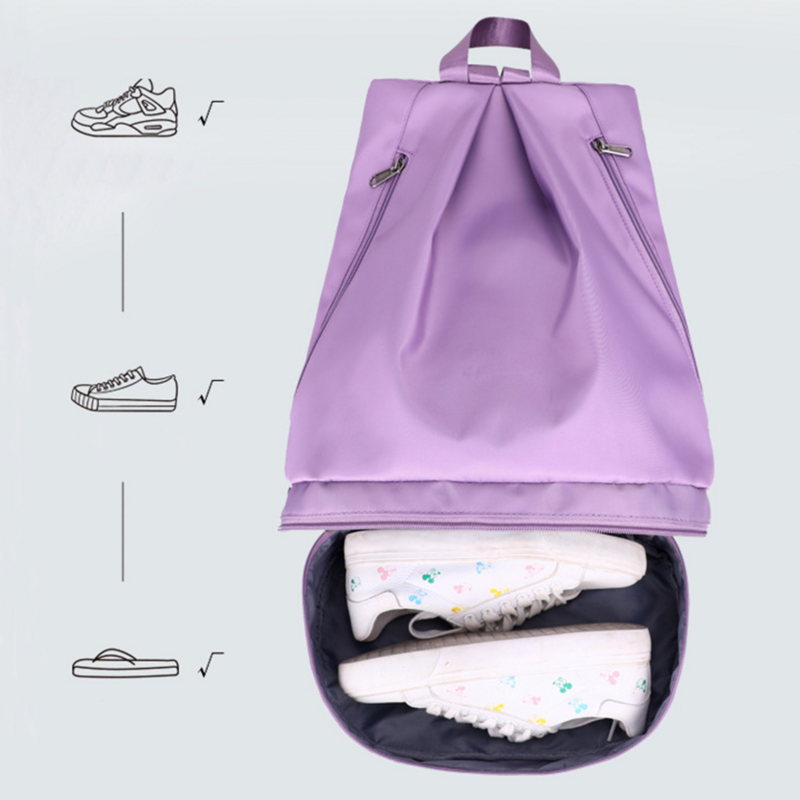 กระเป๋าเป้ใส่กีฬาสำหรับผู้หญิงสำหรับฟิตเนส, กระเป๋าเป้สะพายหลังแยกเปียกแห้งแบบลำลองกระเป๋านักเรียนสำหรับเดินทางไปตั้งแคมป์