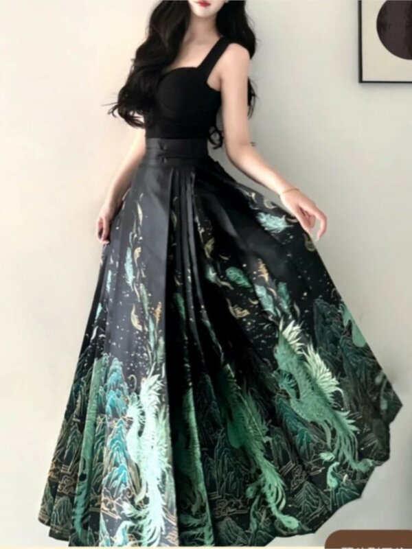 Новая улучшенная ежедневная юбка с высокой талией в китайском стиле Han Elements, Высококачественная приталенная Женская юбка