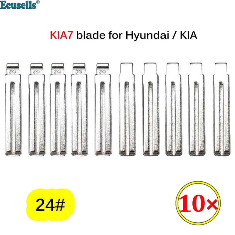 10pcs/lot NO.24 Metal KIA7 Uncut Flip Key Blade Blank for For Hyundai Elantra Equus Genesis I30 I45 IX35 Sonata Tucson KIA RIO