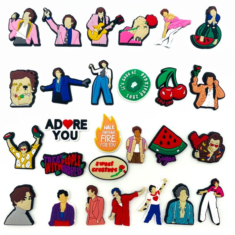 Hot Selling 1-27PCS Popular Singer Shoe Charms PVC Accessories For Fans Gifts Garden Slipper Decor Button