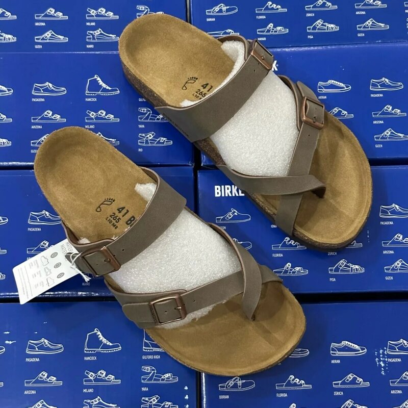 Letnie sandały Birken dla mężczyzn i kobiet korkowe klapki plażowe z serii Mayari casualowe klapki z płaskim dnem