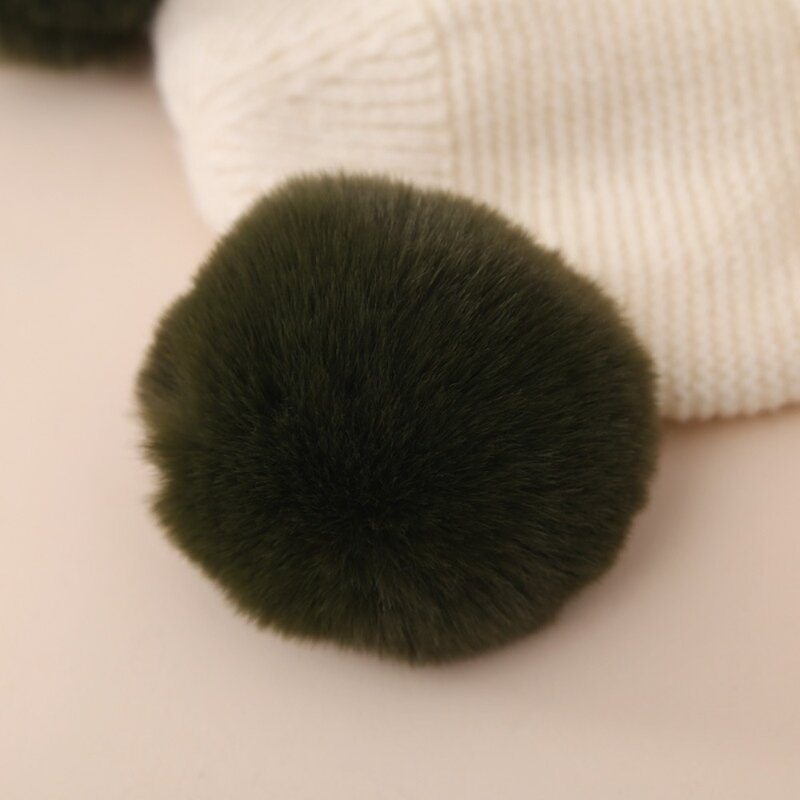 Topi hangat musim dingin, topi wol rajut bola ganda, Set topi penghangat luar ruangan, sarung tangan syal, topi hangat untuk anak-anak