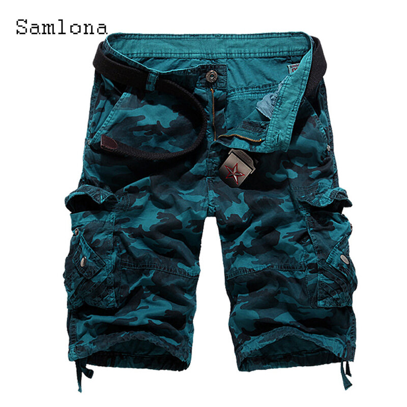 Plus Size Mens Cargo Shorts 2024 Summer Half Pants European Fashion Zipper Pocket Shorts Men Outdoor Vintage Camouflage Shorts