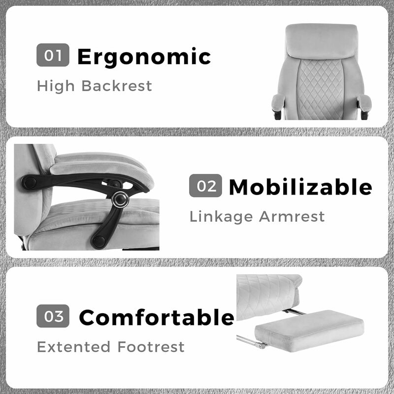 Ergonomic Office Chair with Footrest, Executive Computer Recliner Swivel High Back Big Tall Lumbar Support Hom