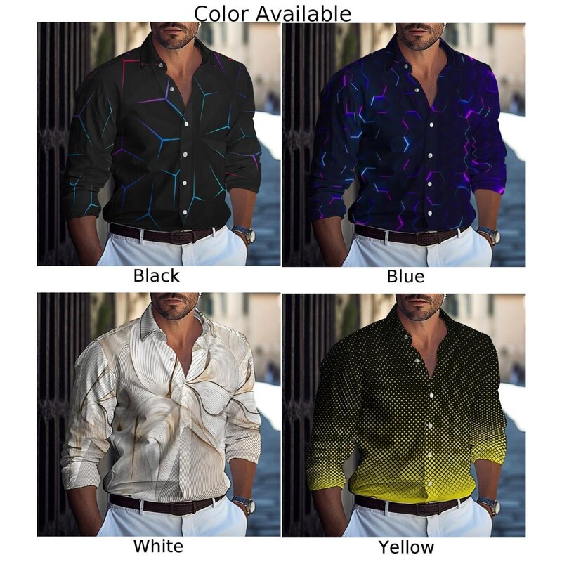 Men Shirt Shirt Band Collar Button Down Casual Fitness Long Sleeve Muscle Printed For Men Affordable Brand New