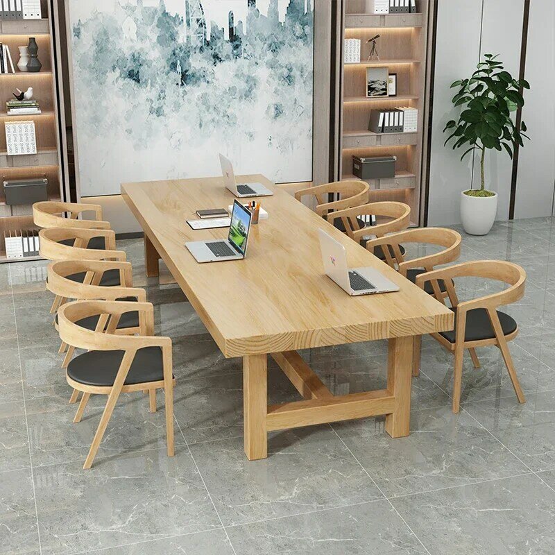 Стол для конференций и стул из массива дерева, комбинированный стол для деловых встреч, современный минималистичный вариант искусственных пространств и стул