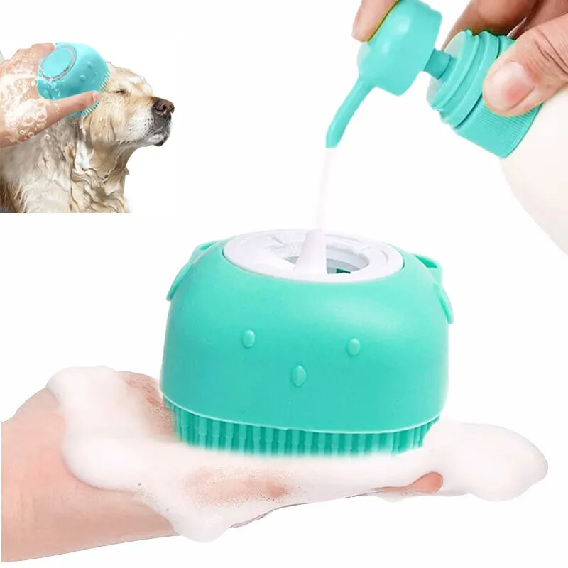 แปรงอาบน้ำสัตว์เลี้ยงซิลิโคนนิ่มนวดเจลอาบน้ำอุปกรณ์ทำความสะอาดหวีสุนัขแมว