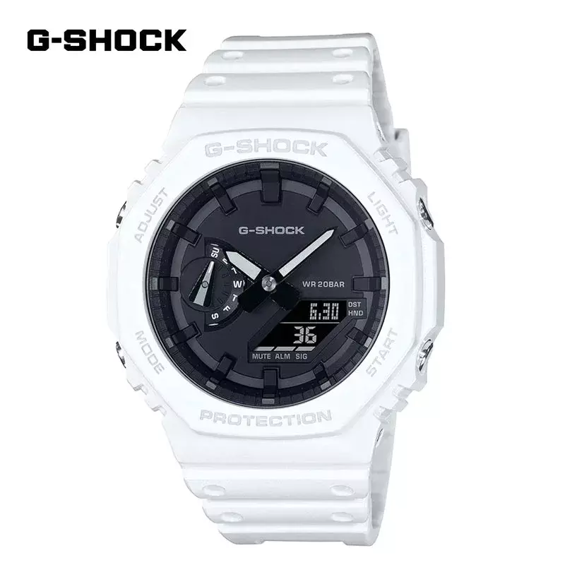 G-SHOCK 남성용 다기능 LED 다이얼 듀얼 디스플레이 쿼츠 시계, 야외 스포츠 충격 방지 알람 시계, GA2100 패션
