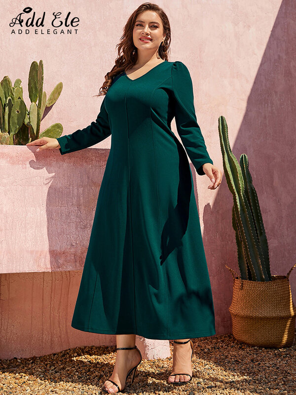 إضافة أنيقة حجم كبير فستان المرأة 2022 الخريف مطوي تصميم عادية لطيف الخامس الرقبة أنيقة طويلة الأكمام ملابس فضفاضة B1089